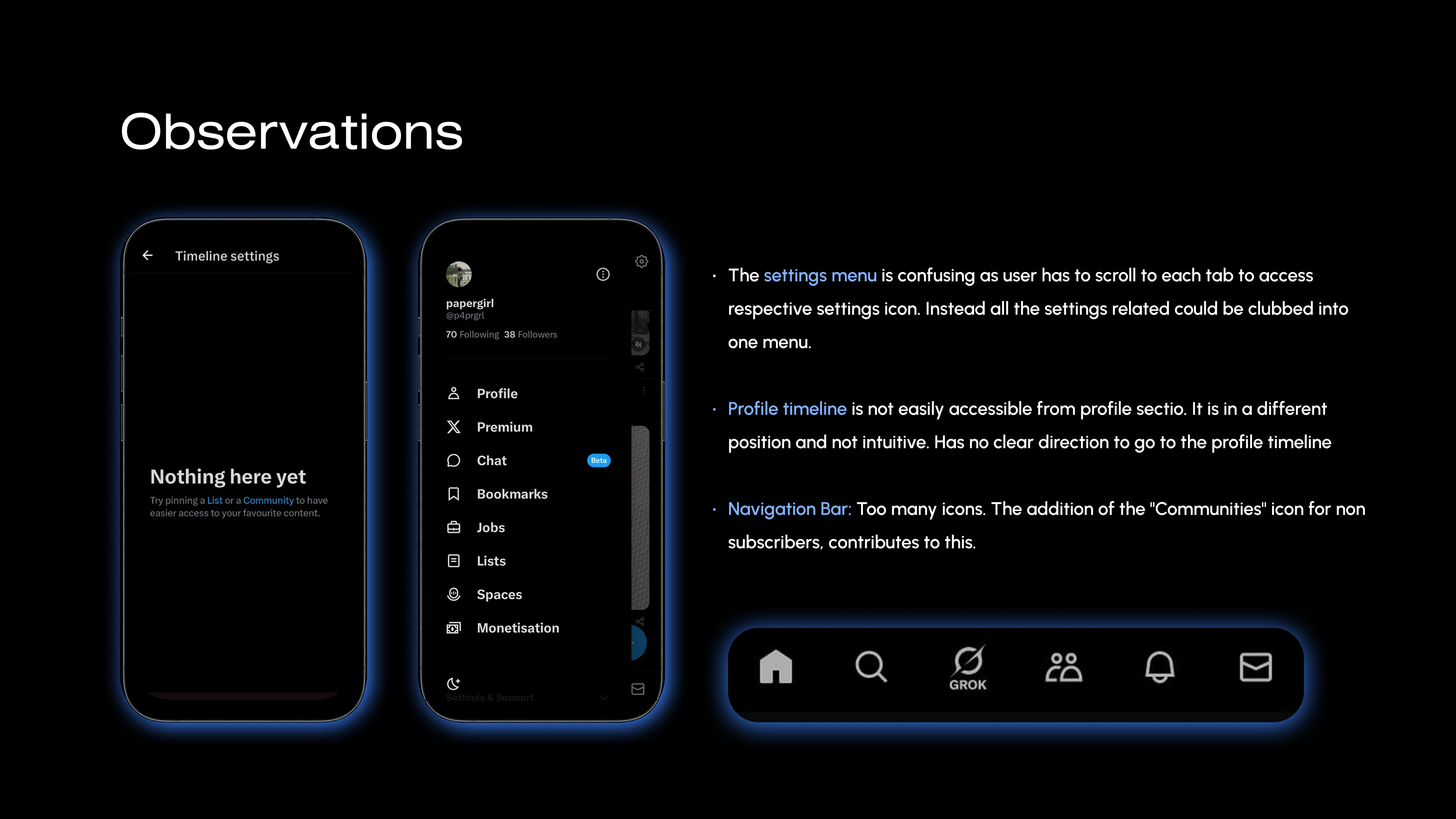 Observations from the X redesign research